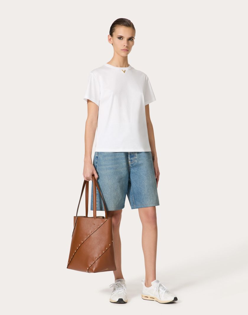 Valentino Handbags T-shirt In Cotton Jersey per Donna in Bianco | Valentino IT Offerta speciale della fabbrica