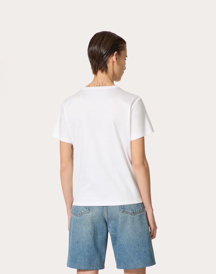 Valentino Handbags T-shirt In Cotton Jersey per Donna in Bianco | Valentino IT Offerta speciale della fabbrica