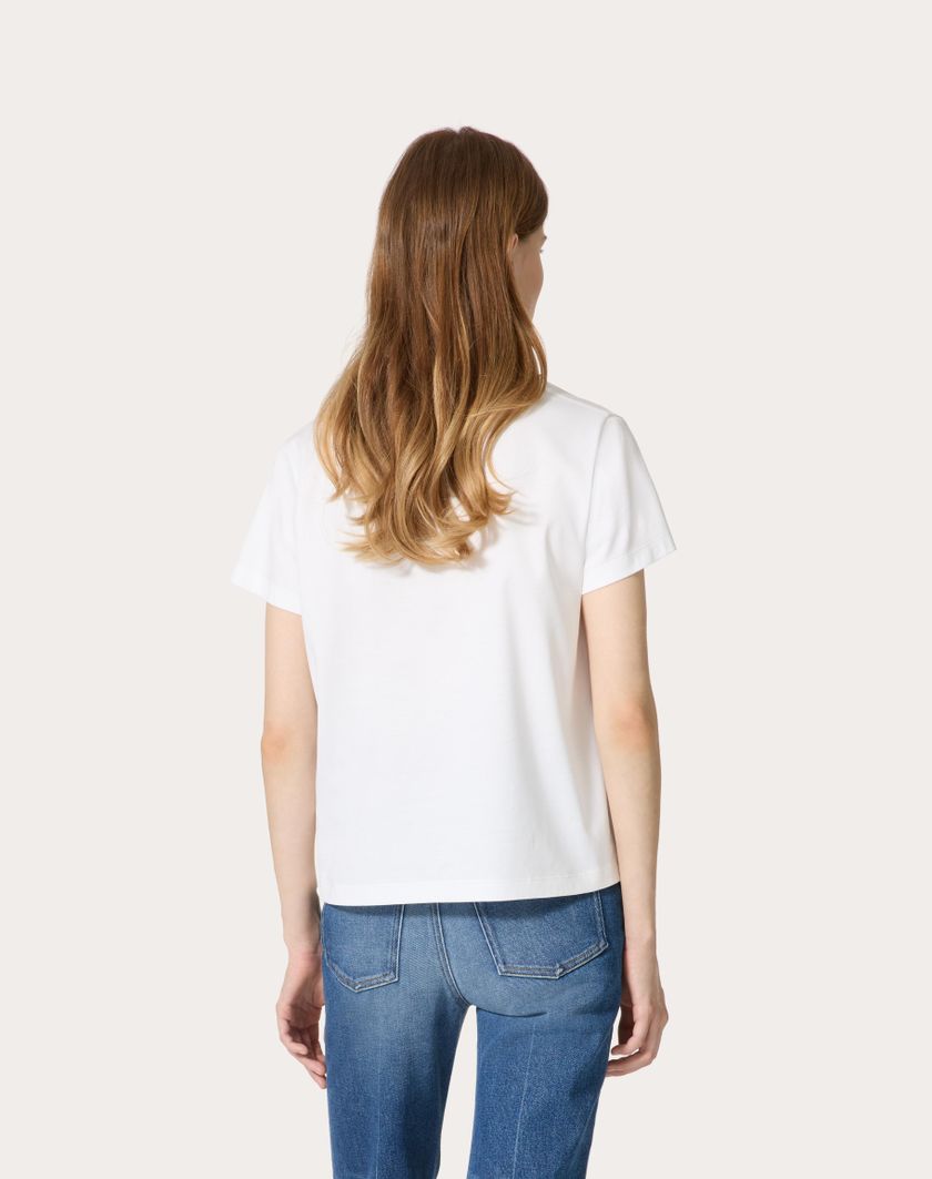 Valentino Handbags T-shirt In Cotton Jersey Ricamata per Donna in Bianco | Valentino IT Fino al 55% di sconto
