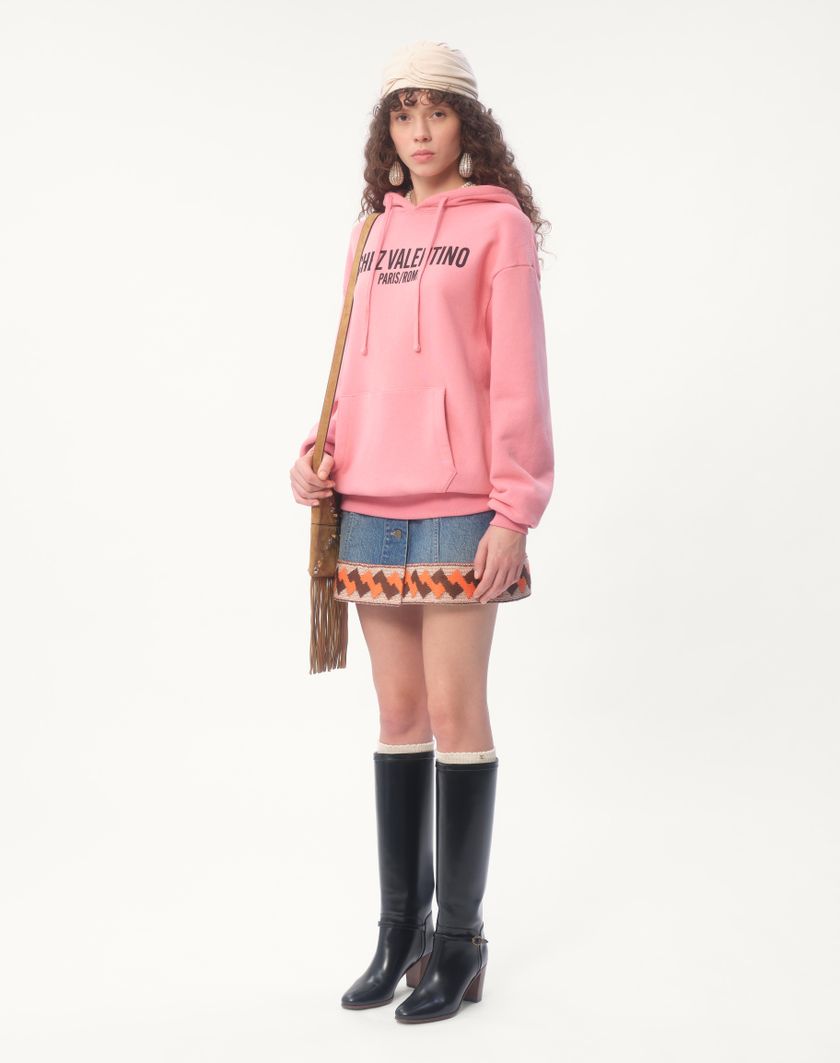 Valentino Handbags Felpa In Cotone Con Cappucco E Stampa Chez Valentino per Donna in Rosa | Valentino IT Solo un giorno rimasto