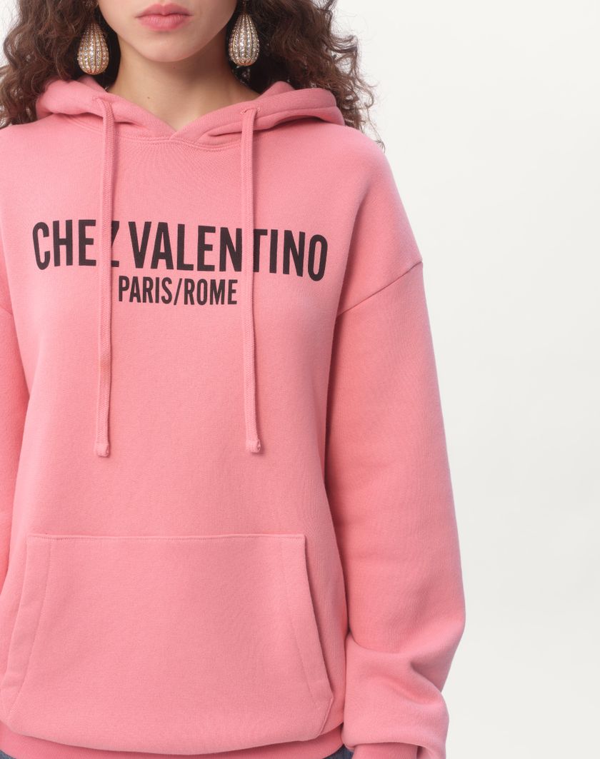 Valentino Handbags Felpa In Cotone Con Cappucco E Stampa Chez Valentino per Donna in Rosa | Valentino IT Solo un giorno rimasto
