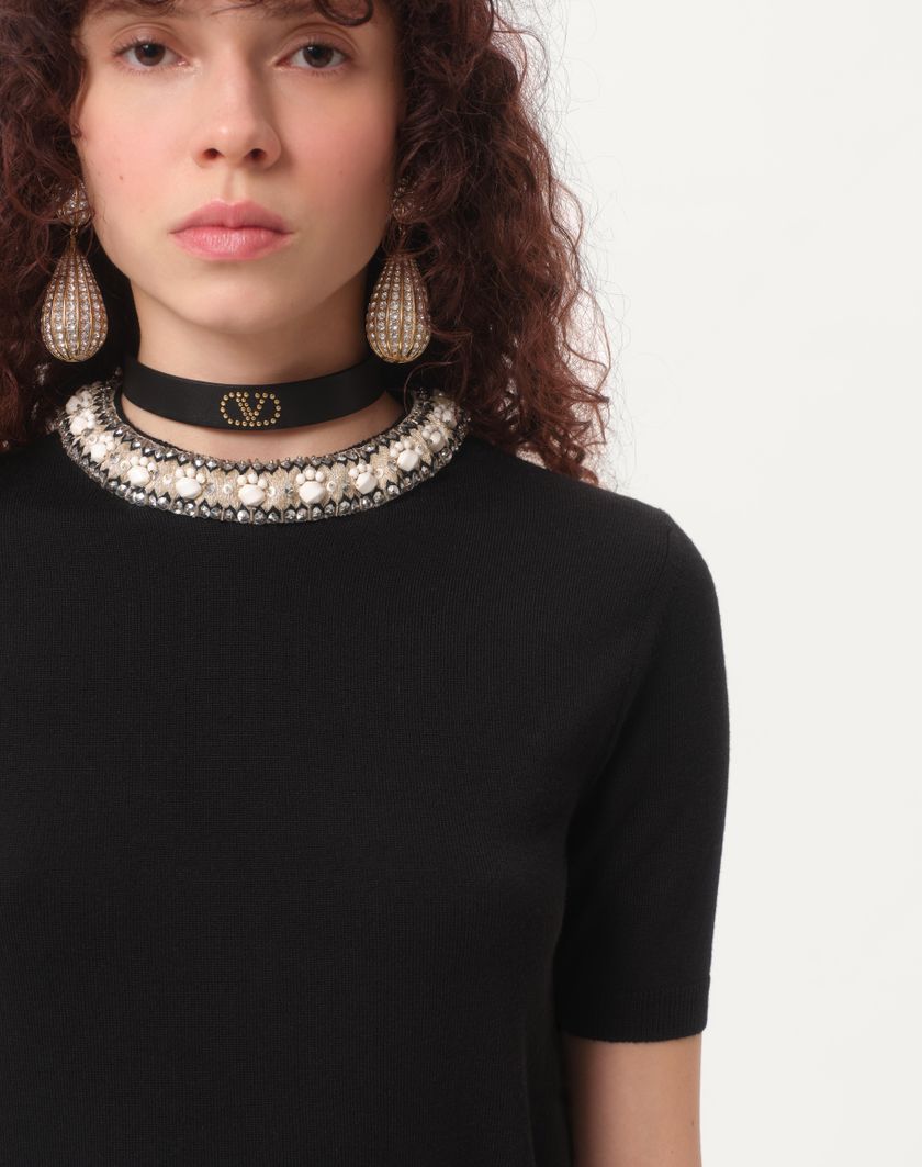 Valentino Handbags Maglia In Lana Ricamata per Donna in Nero | Valentino IT Officina