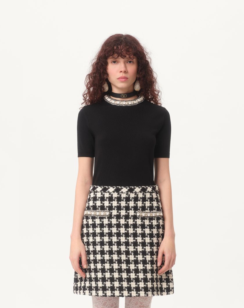 Valentino Handbags Maglia In Lana Ricamata per Donna in Nero | Valentino IT Officina