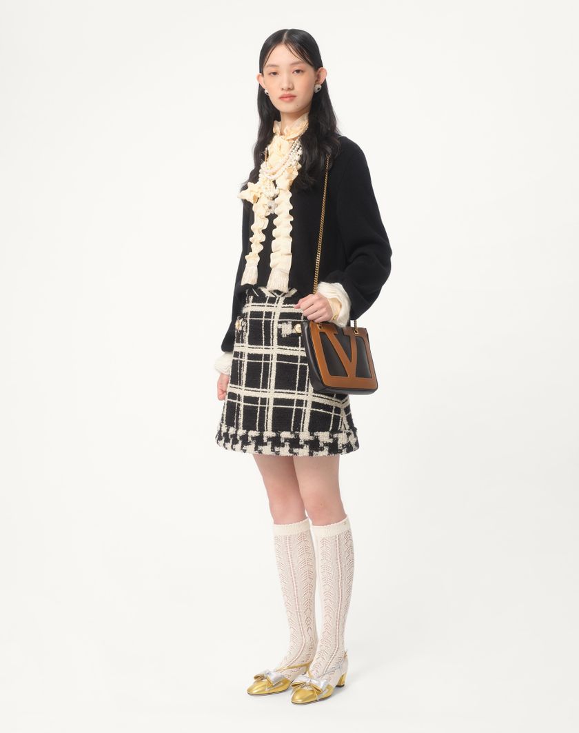 Valentino Handbags Maglia In Lana E Mohair per Donna in Nero/avorio | Valentino IT 2025