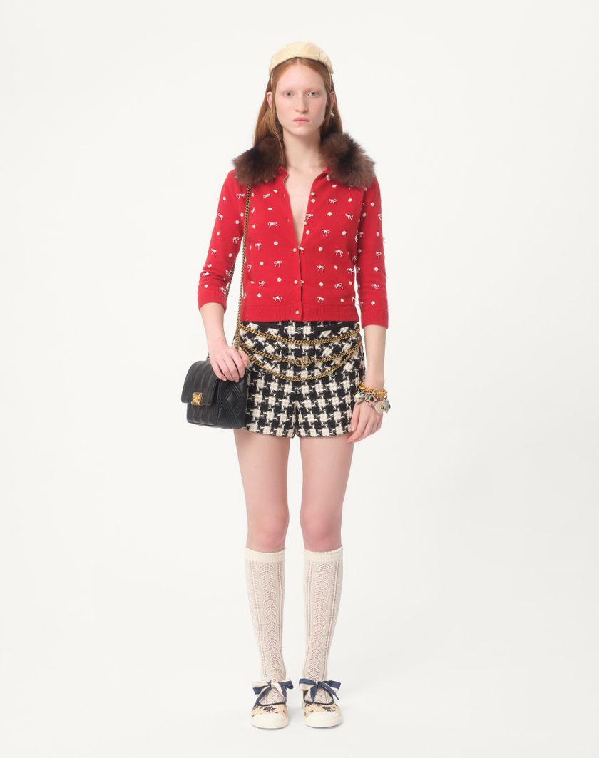Valentino Handbags Cardigan In Lana Ricamato per Donna in Rosso | Valentino IT Italy