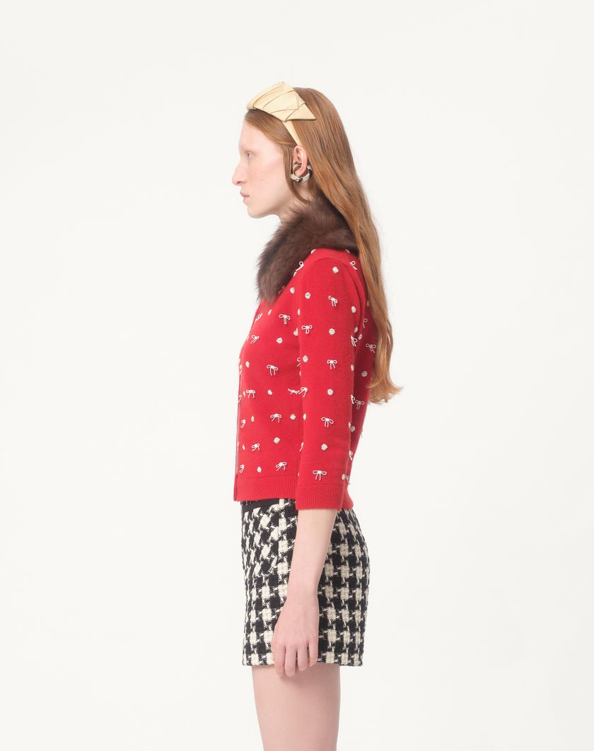 Valentino Handbags Cardigan In Lana Ricamato per Donna in Rosso | Valentino IT Italy