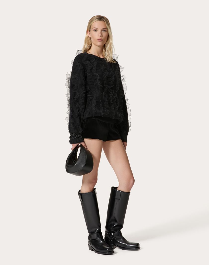 Valentino Handbags Maglia In Lana Ricamata per Donna in Nero | Valentino IT Italia