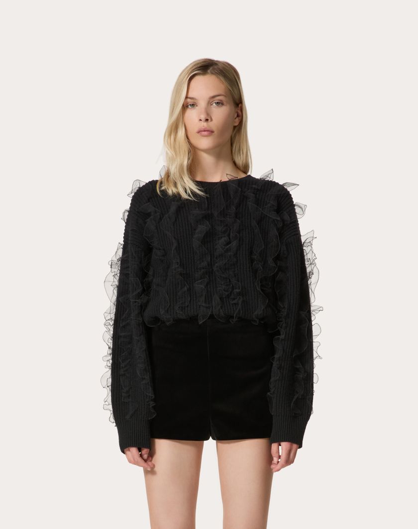 Valentino Handbags Maglia In Lana Ricamata per Donna in Nero | Valentino IT Italia