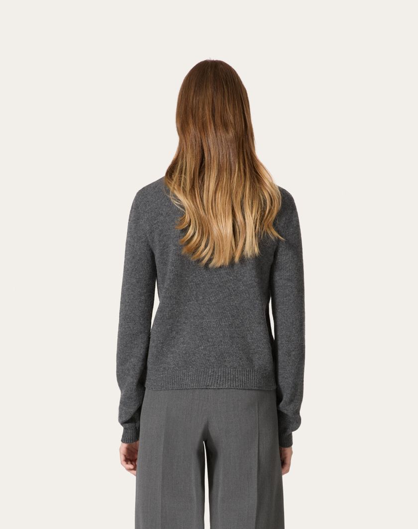 Valentino Handbags Cardigan In Lana Ricamato per Donna in Grigio Scuro | Valentino IT Vendita