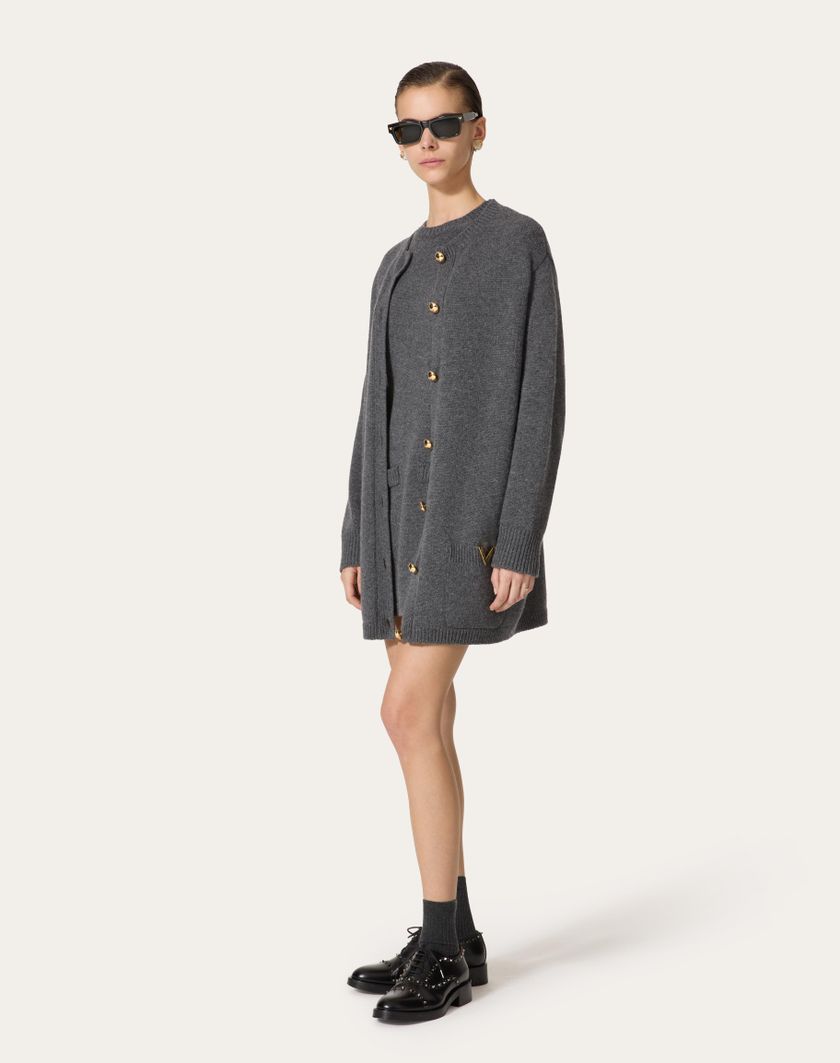 Valentino Handbags Cardigan In Lana per Donna in Grigio Scuro | Valentino IT Pezzi Unici
