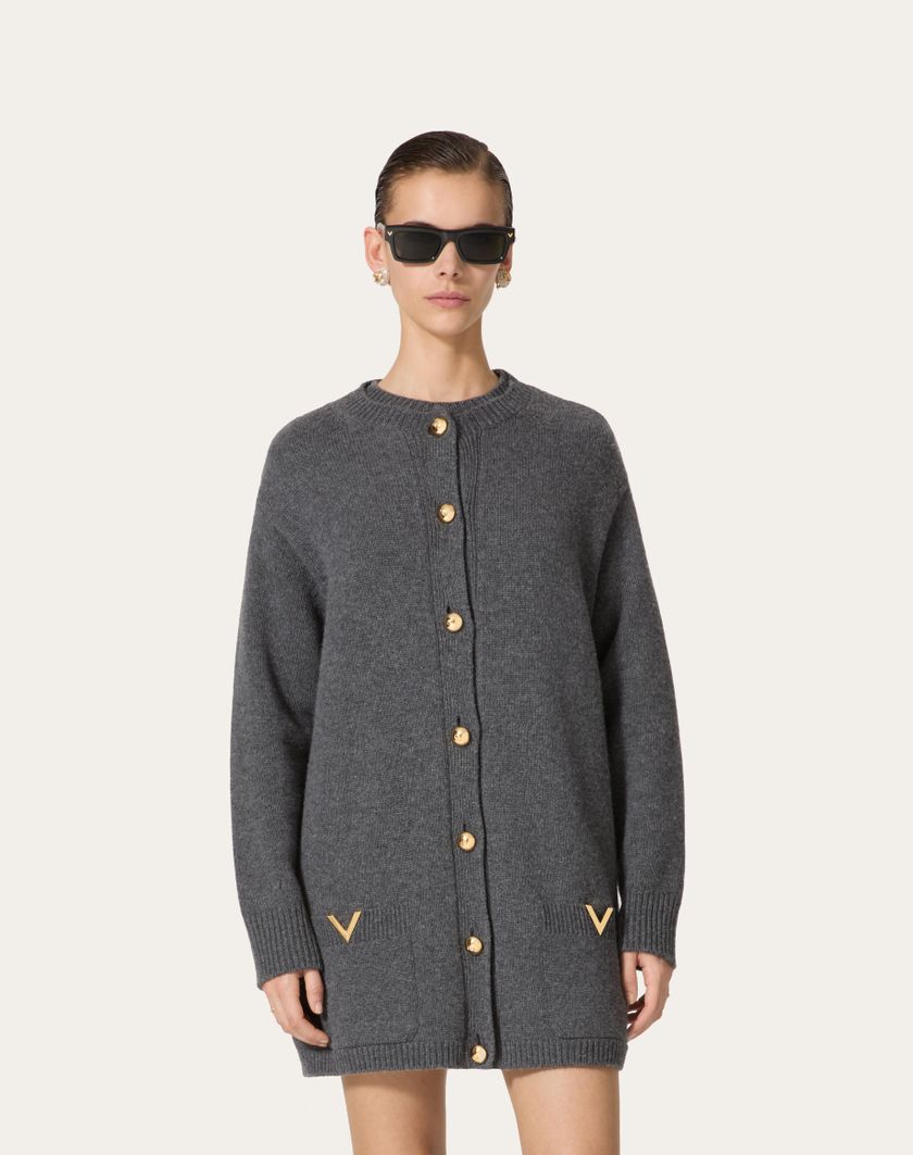 Valentino Handbags Cardigan In Lana per Donna in Grigio Scuro | Valentino IT Pezzi Unici