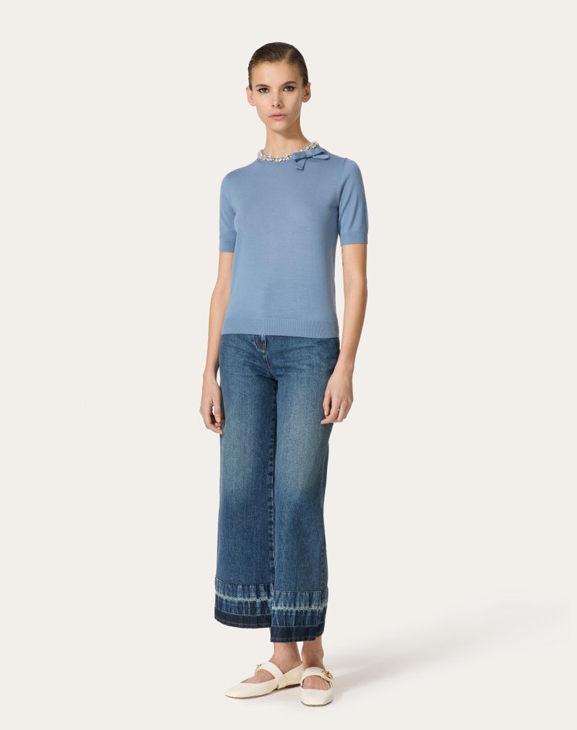 Valentino Handbags Maglia In Lana Ricamata per Donna in Comfit | Valentino IT Qualità Garantita