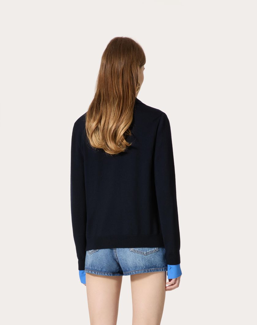 Valentino Handbags Cardigan In Lana per Donna in Navy | Valentino IT Acquista Ora