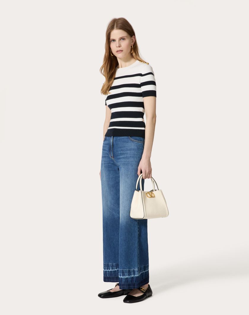 Valentino Handbags Maglia In Cotone per Donna in Navy/avorio | Valentino IT Consegna Veloce