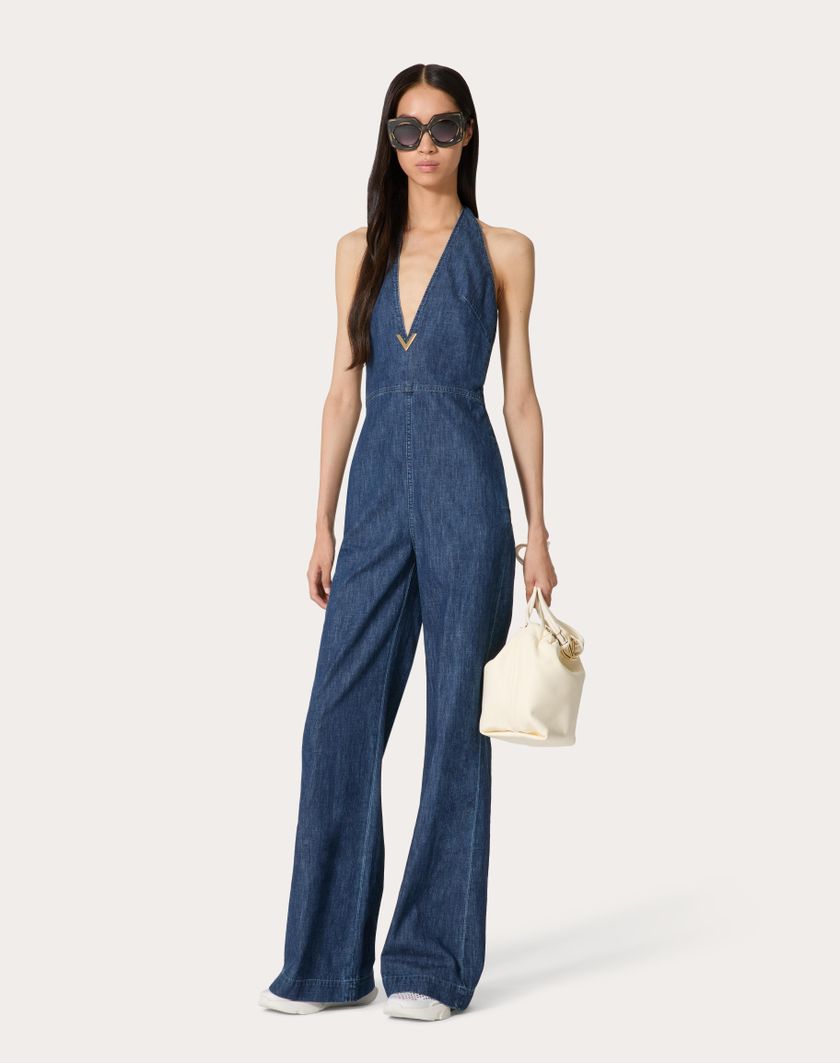 Valentino Handbags Tuta In Chambray Denim per Donna in Denim | Valentino IT Sconto