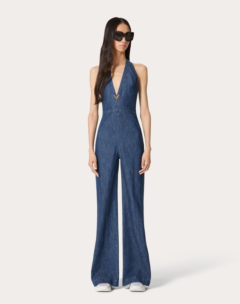 Valentino Handbags Tuta In Chambray Denim per Donna in Denim | Valentino IT Sconto