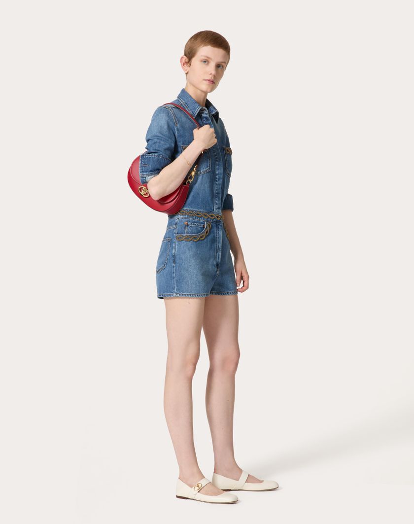 Valentino Handbags Tuta In Denim Blu Medio Ricamata per Donna in Denim | Valentino IT Offerta