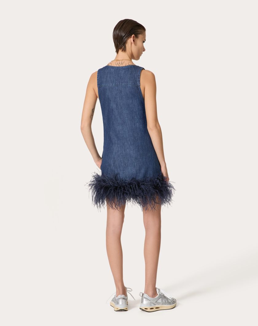 Valentino Handbags Abito Corto In Chambray Denim per Donna in Denim | Valentino IT Online
