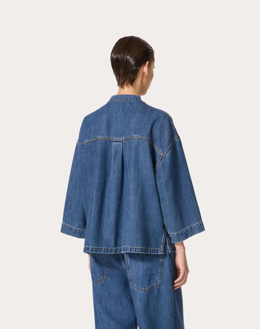 Valentino Handbags Kaftano In Denim Blu Medio per Donna in Denim | Valentino IT Saldi