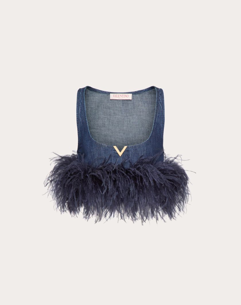 Valentino Handbags Top In Chambray Denim per Donna in Denim | Valentino IT Offerte