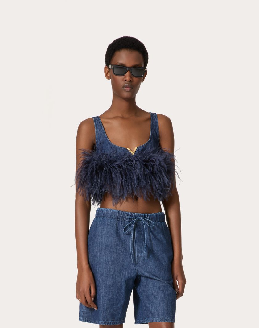 Valentino Handbags Top In Chambray Denim per Donna in Denim | Valentino IT Offerte