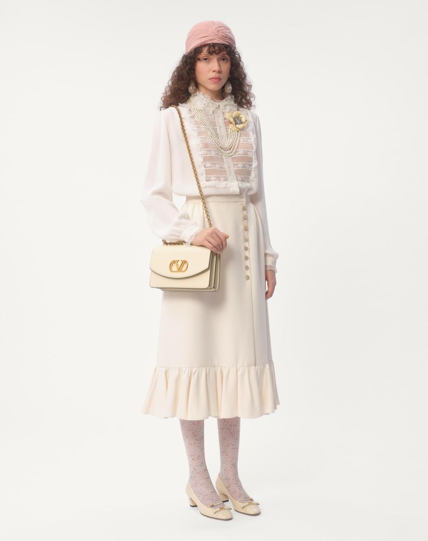 Valentino Handbags Gonna In Crepe Couture per Donna in Avorio | Valentino IT Vendita Economica