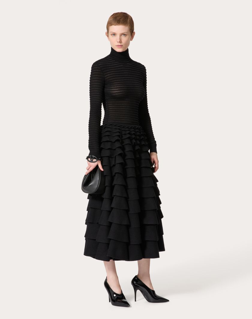 Valentino Handbags Gonna Midi In Maglia per Donna in Nero | Valentino IT In Saldo
