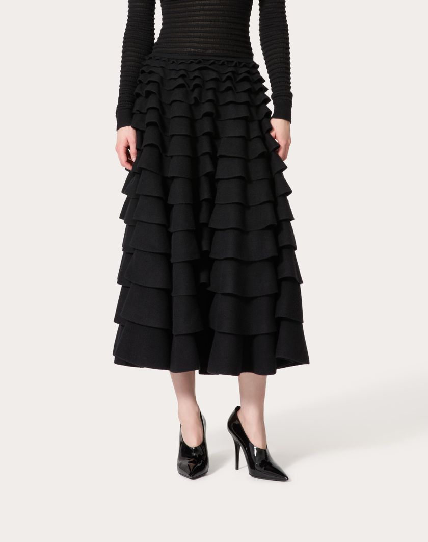Valentino Handbags Gonna Midi In Maglia per Donna in Nero | Valentino IT In Saldo