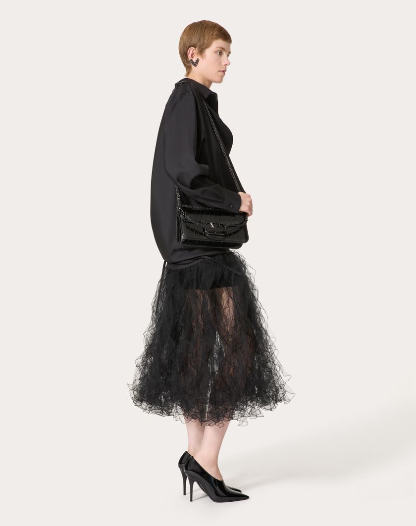 Valentino Handbags Gonna In Tulle Illusione per Donna in Nero | Valentino IT Nuova