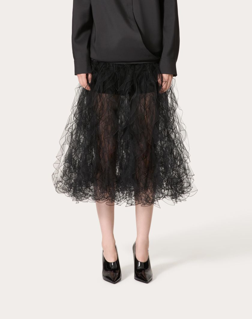 Valentino Handbags Gonna In Tulle Illusione per Donna in Nero | Valentino IT Nuova