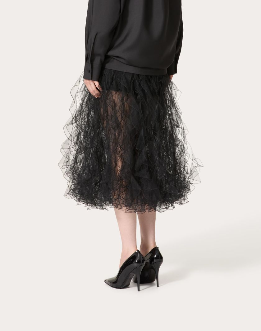 Valentino Handbags Gonna In Tulle Illusione per Donna in Nero | Valentino IT Nuova