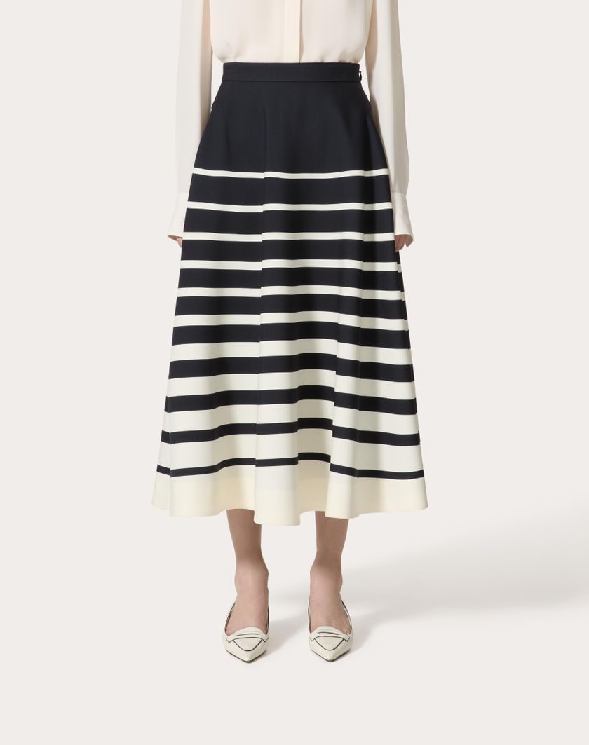 Valentino Handbags Gonna Midi In Crepe Couture Valentino Roomview per Donna in Avorio/navy | Valentino IT Spedizione gratuita