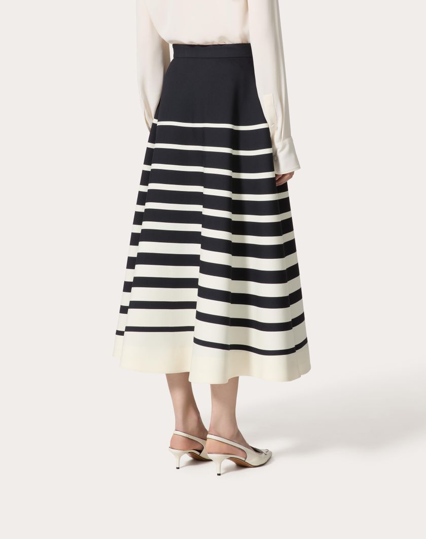 Valentino Handbags Gonna Midi In Crepe Couture Valentino Roomview per Donna in Avorio/navy | Valentino IT Spedizione gratuita