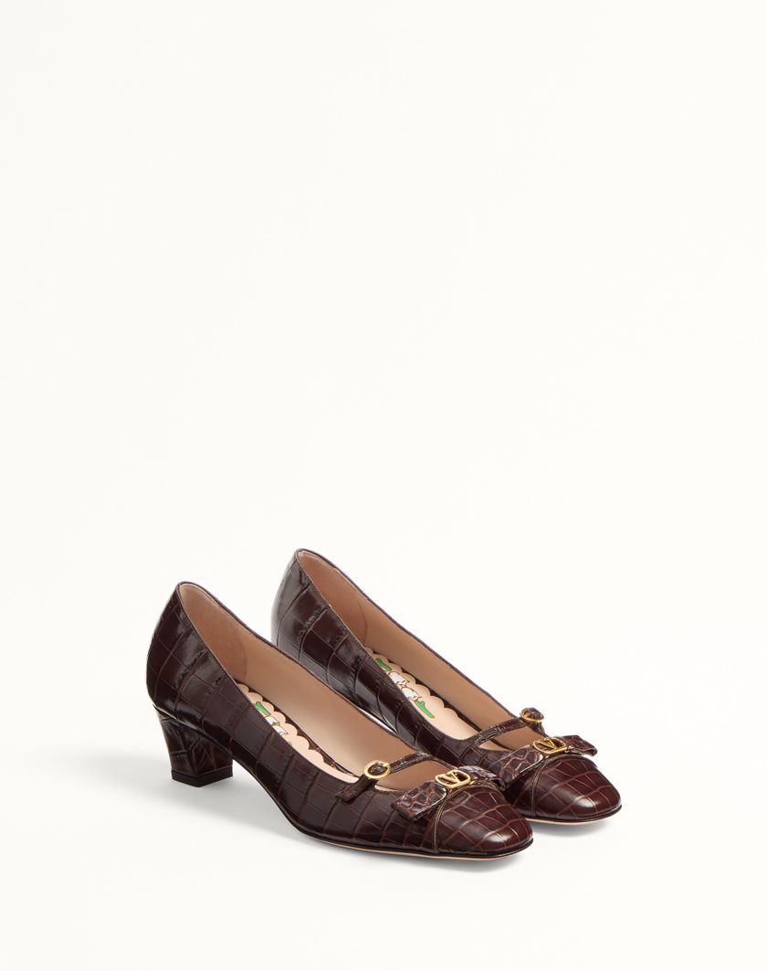 Valentino Handbags Décolleté Bowow In Vitello Stampato 45mm per Donna in Avorio | Valentino IT Offerta Pasqua