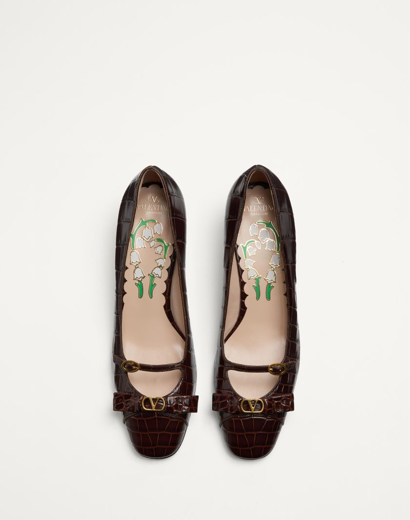 Valentino Handbags Décolleté Bowow In Vitello Stampato 45mm per Donna in Avorio | Valentino IT Offerta Pasqua