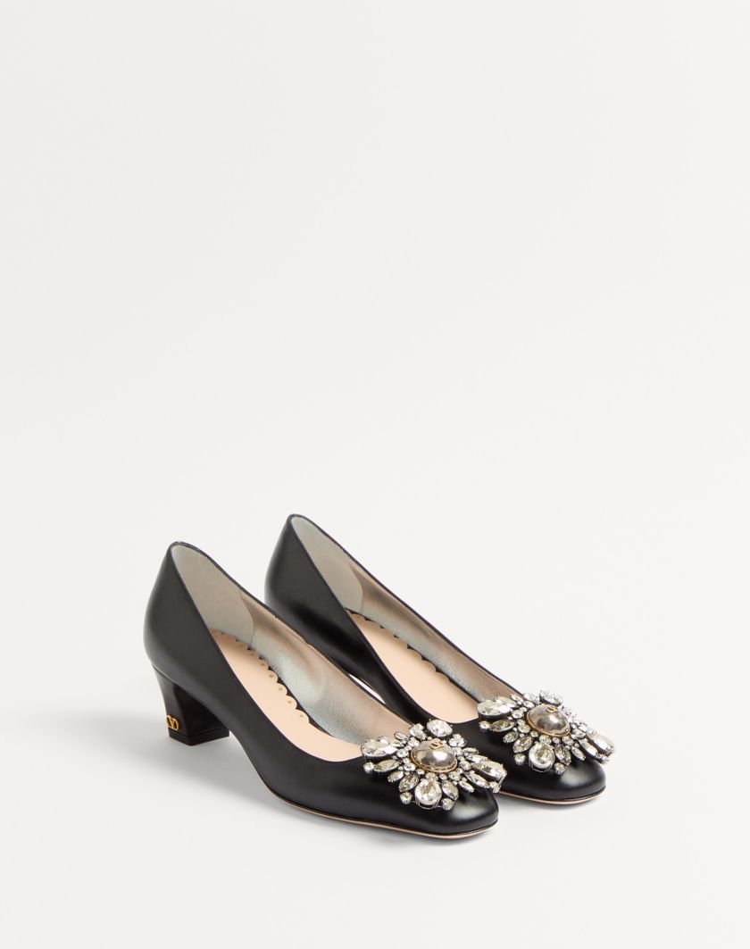 Valentino Handbags Décolleté Preshoes In Capretto Con Cristalli 45mm per Donna in Nero/silver | Valentino IT Smaltimento dello stoccaggio