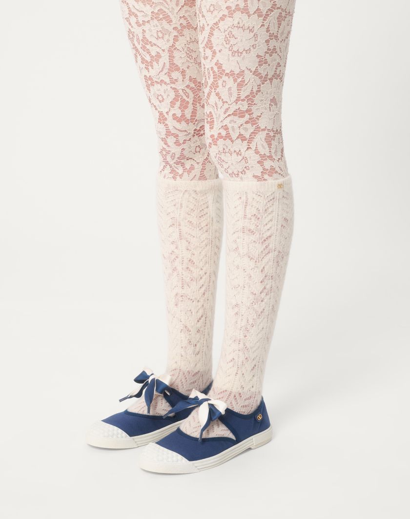 Valentino Handbags Sneaker Ballerina Bay By Bay In Canvas per Donna in Blu/avorio | Valentino IT Offerta temporanea