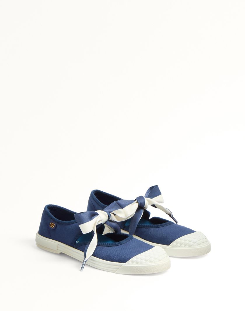 Valentino Handbags Sneaker Ballerina Bay By Bay In Canvas per Donna in Blu/avorio | Valentino IT Offerta temporanea