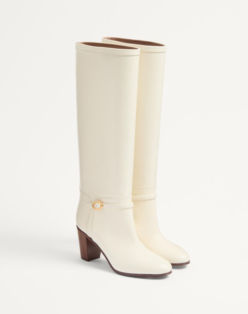 Valentino Handbags Stivale Pattie In Vitello 75mm per Donna in Avorio | Valentino IT Lightning offer