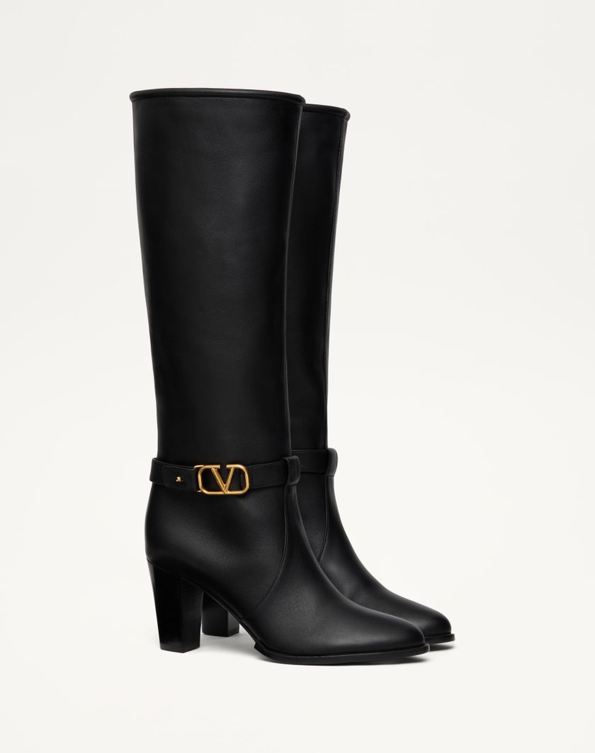 Valentino Handbags Stivale Vlogo Signature In Vitello 75mm per Donna in Nero | Valentino IT Comprane uno, ottenene uno gratis