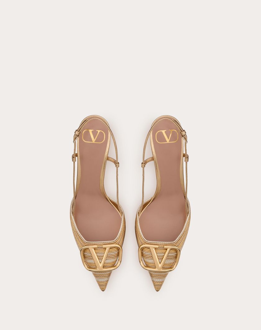 Valentino Handbags Décolleté Slingback Vlogo Signature Metalizzato Con Ricamo Cornely 80mm per Donna in Oro | Valentino IT Offerte speciali