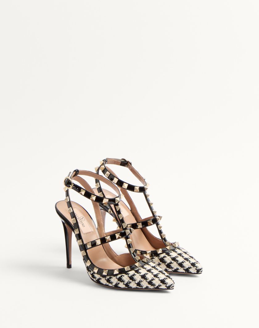 Valentino Handbags Décolleté Rockstud In Tessuto Pied-de-poule 100mm per Donna in Avorio/nero | Valentino IT Ritorno libero