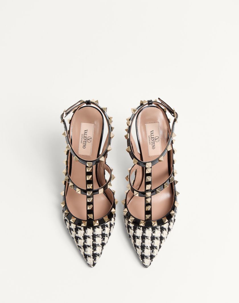 Valentino Handbags Décolleté Rockstud In Tessuto Pied-de-poule 100mm per Donna in Avorio/nero | Valentino IT Ritorno libero