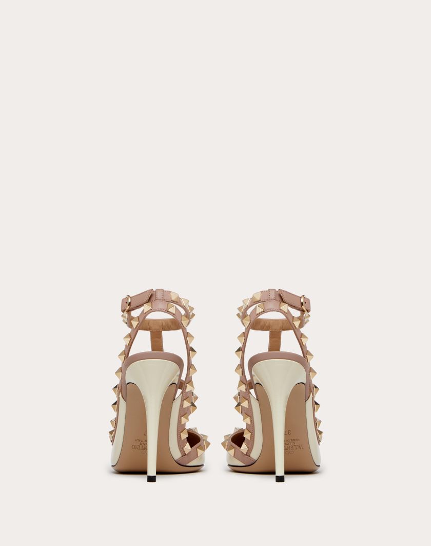 Valentino Handbags Décolleté Rockstud In Vernice Con Cinturini 100mm per Donna in Poudre | Valentino IT Rilascio limitato