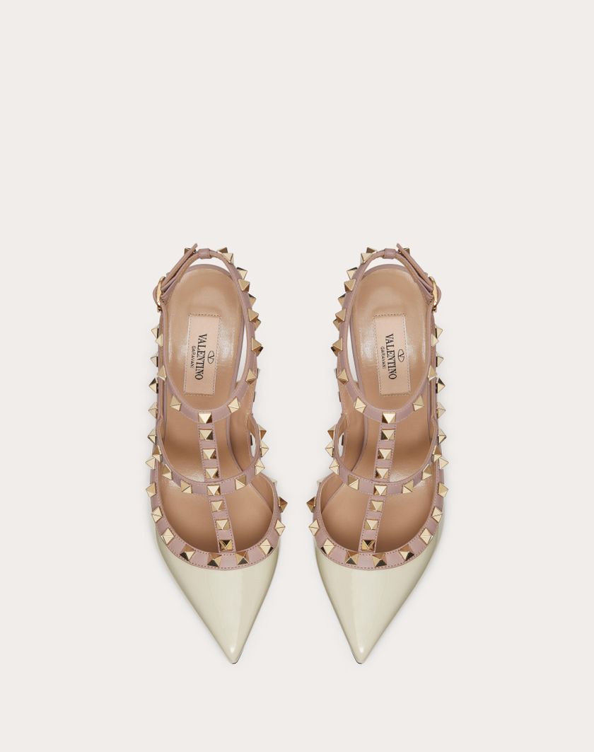Valentino Handbags Décolleté Rockstud In Vernice Con Cinturini 100mm per Donna in Poudre | Valentino IT Rilascio limitato
