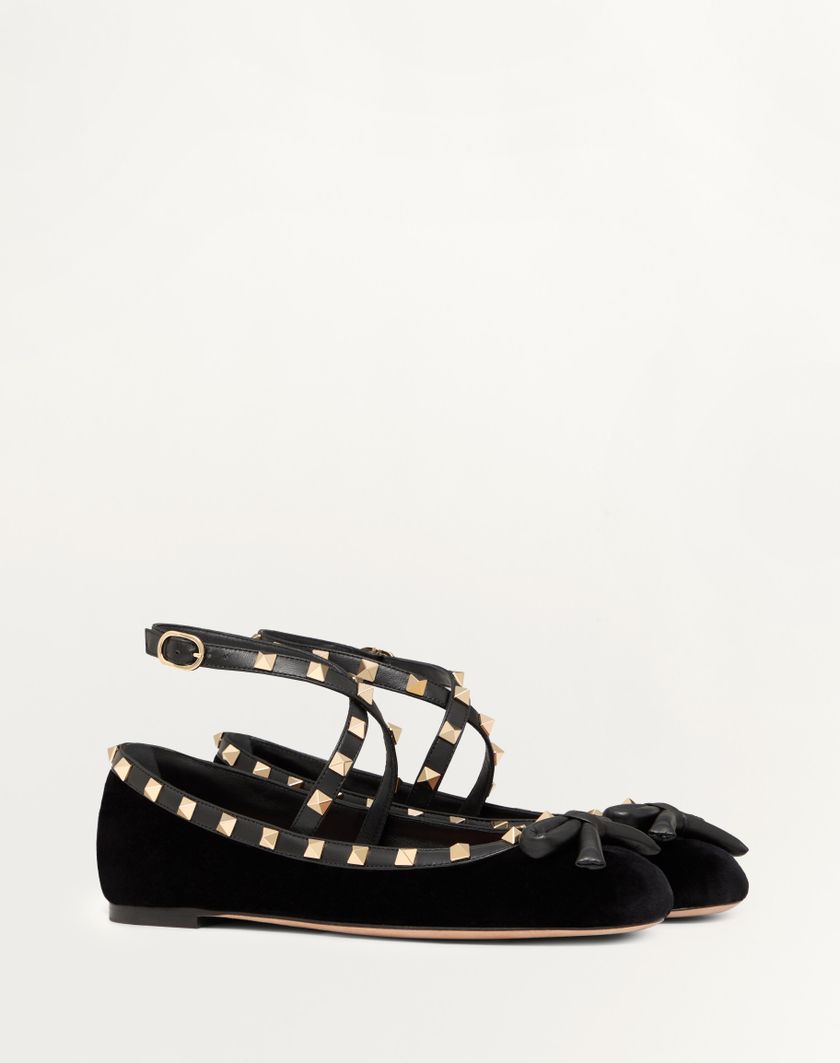 Valentino Handbags Ballerina Rockstud In Velluto per Donna in Rosso Ciliegia | Valentino IT Fino al 50% di sconto