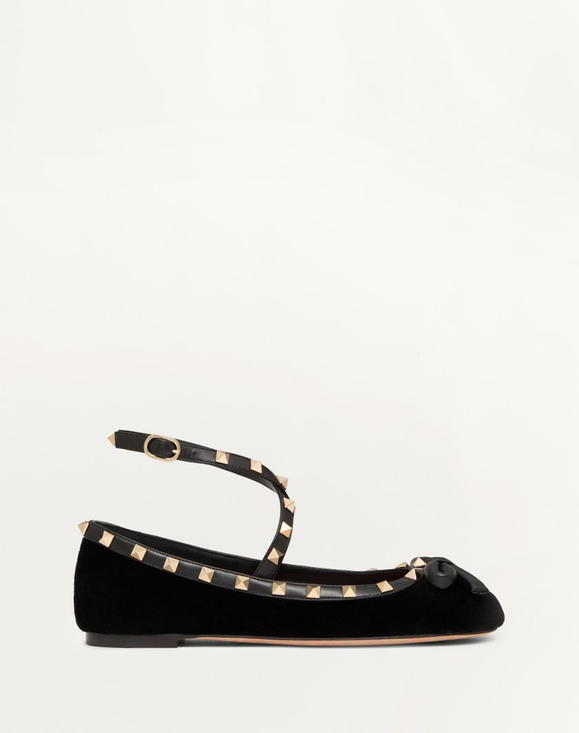 Valentino Handbags Ballerina Rockstud In Velluto per Donna in Lip | Valentino IT
