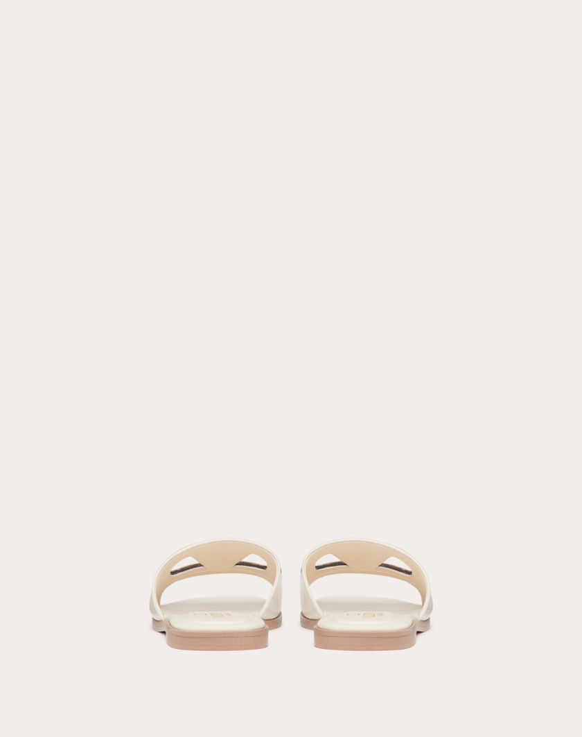 Valentino Handbags Sandalo Slide Vlogo Cut-out In Vitello per Donna in Azzurro/antique Brass | Valentino IT Black Friday Prezzi