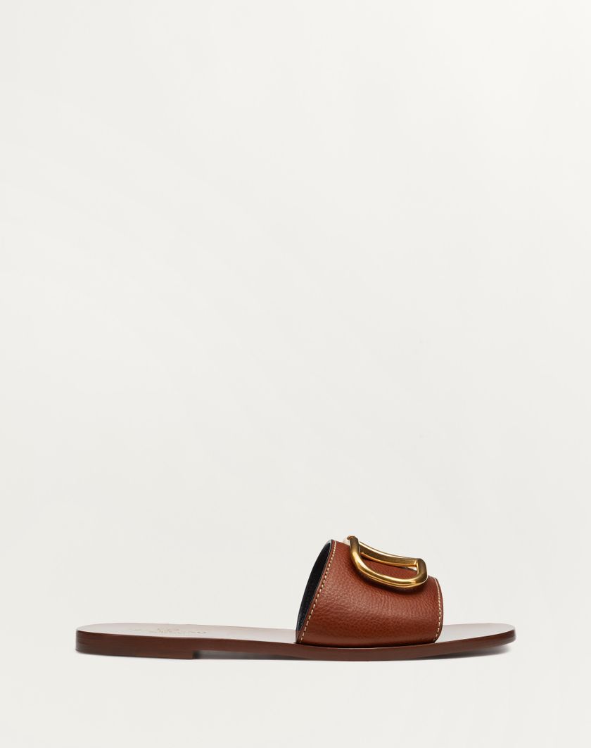 Valentino Handbags Sandalo Slider Vlogo Signature In Vacchetta Granata Con Accessorio per Donna in Cuoio | Valentino IT 50% di sconto per tempo limitato