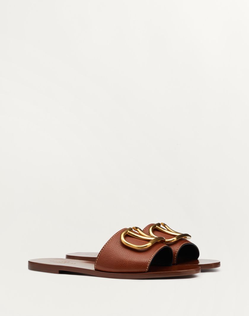 Valentino Handbags Sandalo Slider Vlogo Signature In Vacchetta Granata Con Accessorio per Donna in Cuoio | Valentino IT 50% di sconto per tempo limitato